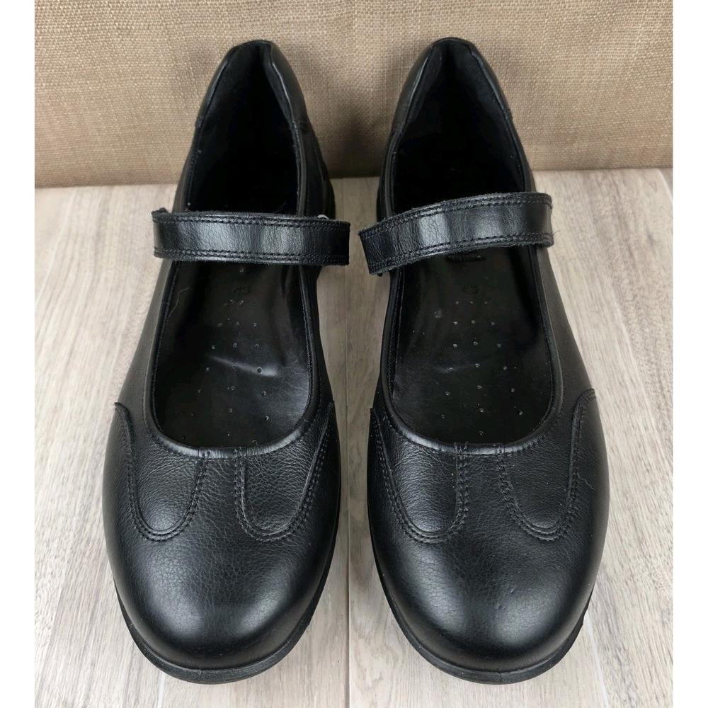 ECCO Babett II Mary Jane Black Leather Adjustable Strap Flats Womens US 12 EU 43